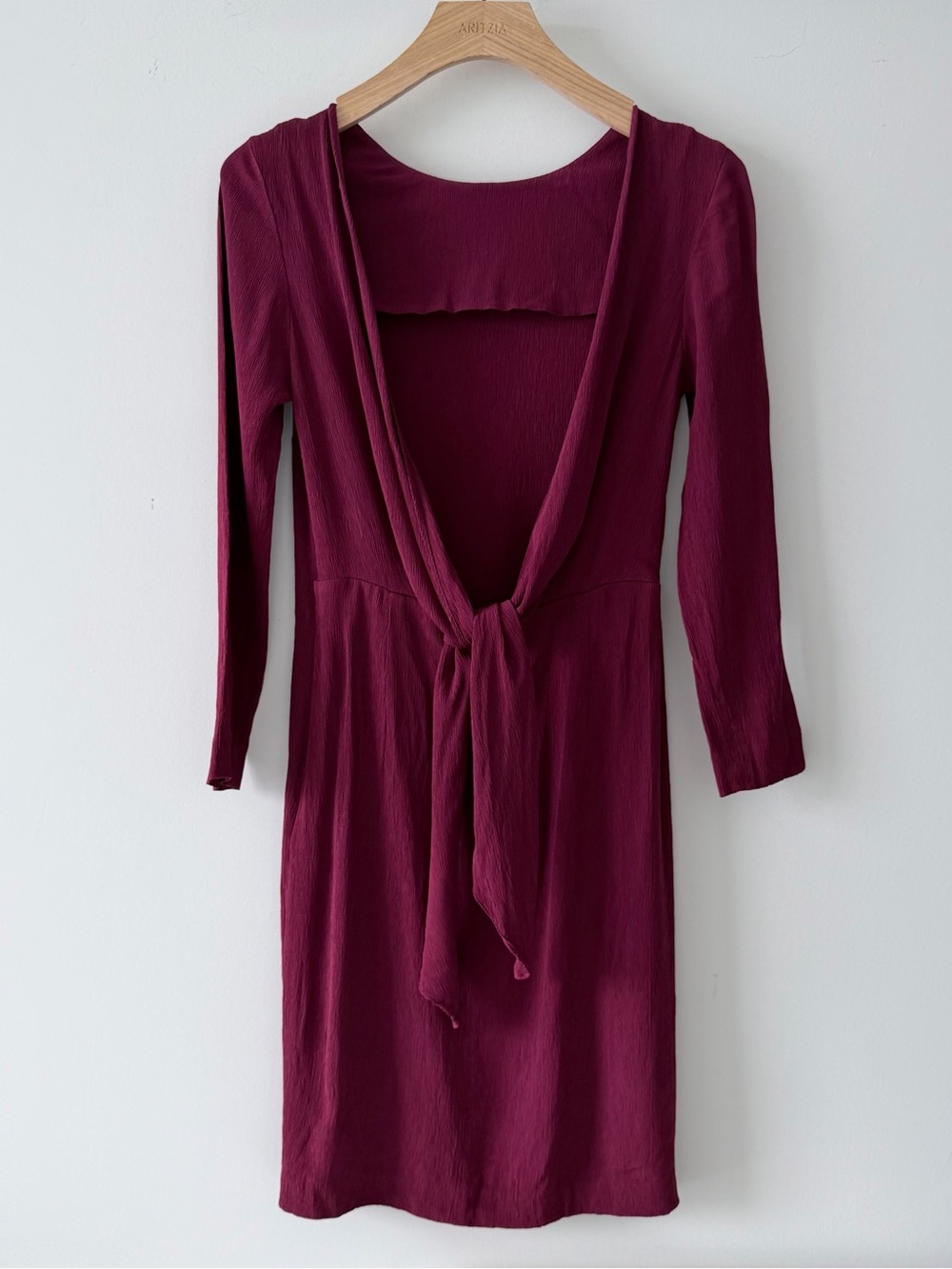 Massimo Dutti Burgundy Open Back Dress Tie Back Cocktail Party Wedding Guest - Picture 3 of 16